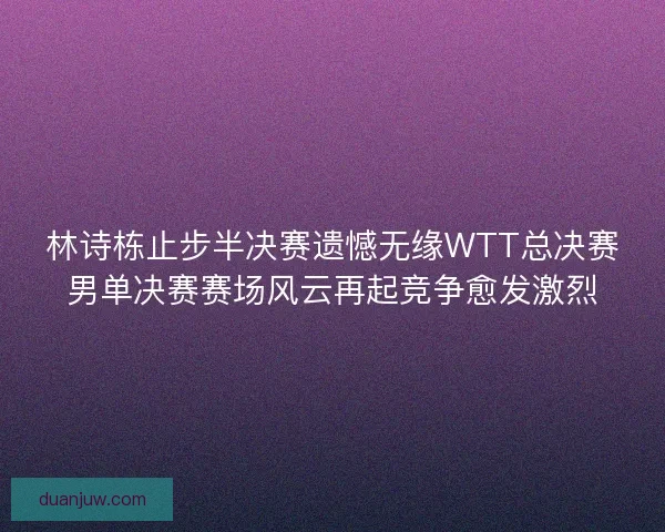 林诗栋止步半决赛遗憾无缘WTT总决赛男单决赛赛场风云再起竞争愈发激烈 林诗栋止步半决赛遗憾无缘WTT总决赛男单决赛赛场风云再起竞争愈发激烈