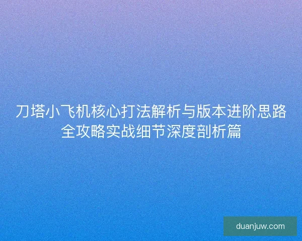 刀塔小飞机核心打法解析与版本进阶思路全攻略实战细节深度剖析篇